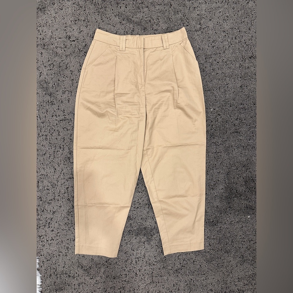 Hudson’s North Tan Relaxed paper bag crop pants | size 6